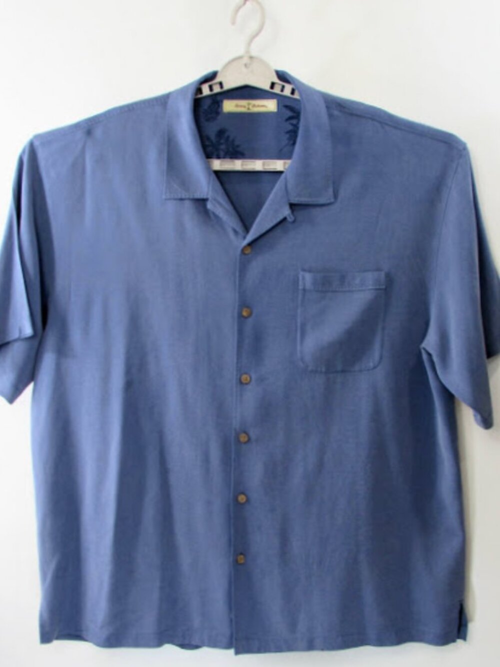 Tommy Bahama Men’s XXL Light Blue 100% Silk Camp Shirt Short Sleeve 2XL